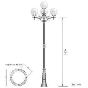Cột đèn sân vườn PINE/CH11-4/D400/Tulip/HoaSen